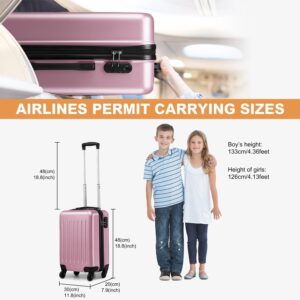 Kono Carry on Suitcase 19 Inch Hardside Carry on Luggage Small Suitcase with Spinner Wheels Lightweight Rolling Cabin Suitcase for Airplanes Travel(Pink)