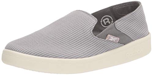 Reebok womens Cotton & Corn Slip on Walking Shoe, Spacer Grey/Chalk/White, 8.5 US