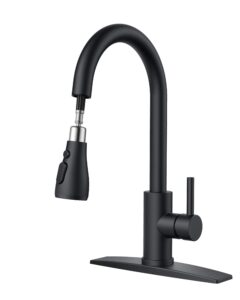 forious black kitchen faucet, 304 stainless steel kitchen faucet with pull down sprayer, commercial utility pull out sink faucet, single handle high arc kitchen sink faucets for rv, laundry, bar