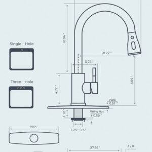 FORIOUS Black Kitchen Faucet, 304 Stainless Steel Kitchen Faucet with Pull Down Sprayer, Commercial Utility Pull Out Sink Faucet, Single Handle High Arc Kitchen Sink Faucets for RV, Laundry, Bar