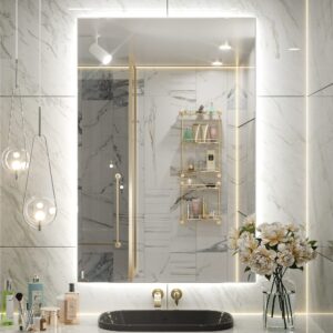 Keonjinn LED Bathroom Mirror, 24 x 36 Inch LED Mirror Lighted Bathroom Mirror, Anti Fog Acrylic Backlit Vanity Mirror with Lights, IP44 Waterproof CRI90+ Dimmable Makeup Mirror(Horizontal/Vertical)