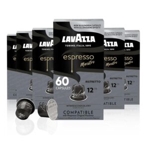 lavazza lavazza ristretto noble dark roast coffee capsules compatible with nespresso original machines, ristretto, 10 count (pack of 6)