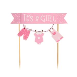 it's a girl pink new born baby cake topper baby cloth cake topper flag cupcake topper for girl birthday party decoration baby shower favors