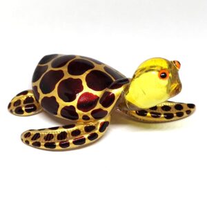 ZOOCRAFT Collectible Sea Turtle Blown Art Glass Figurine Coastal Beach Home Decoration Blown