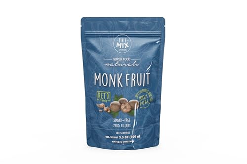 THE MIX SUPERFOODS - MONK FRUIT 100% PURE - Monk Fruit Without erythritol - Suitable for diabetics - 10 times sweeter than sugar - 3.5 oz (100 g)