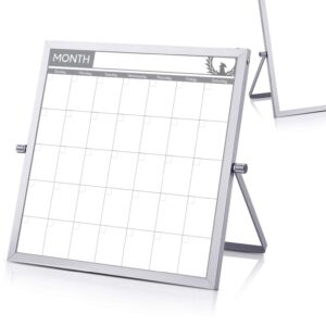 small double sided white board calendar - mini portable desktop dry erase board with stand & small monthly calendar whiteboard planner with reversible to do list - 10" x 10" - desk, office, and home