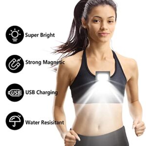 GOANDO Running Lights 2 Pack Safety Jogging LED Light for Runners and Joggers High Visibility Reflective Running Gear with USB Charging Line and Strong Magnetic Clip for Night Running Walking Hiking