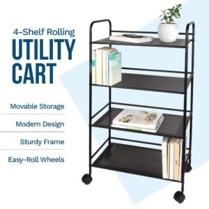 Richards Homewares Durable Metal Multi-Purpose Rolling Utility Cart, 4-Tier, Black