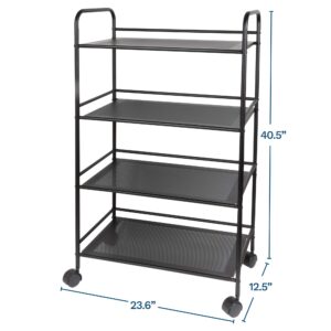 Richards Homewares Durable Metal Multi-Purpose Rolling Utility Cart, 4-Tier, Black