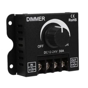 LED Dimmer Switch, 12V-24V 30A Manual Operation Dimmer Controller, Single Color Strip LED Controller with Auto Memory Function