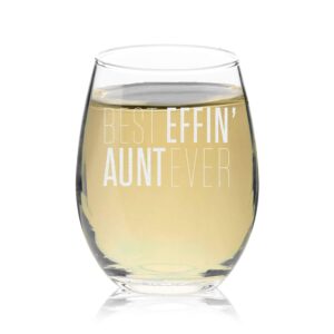 veracco stemless wine glass best effin' aunt ever (clear, glass)