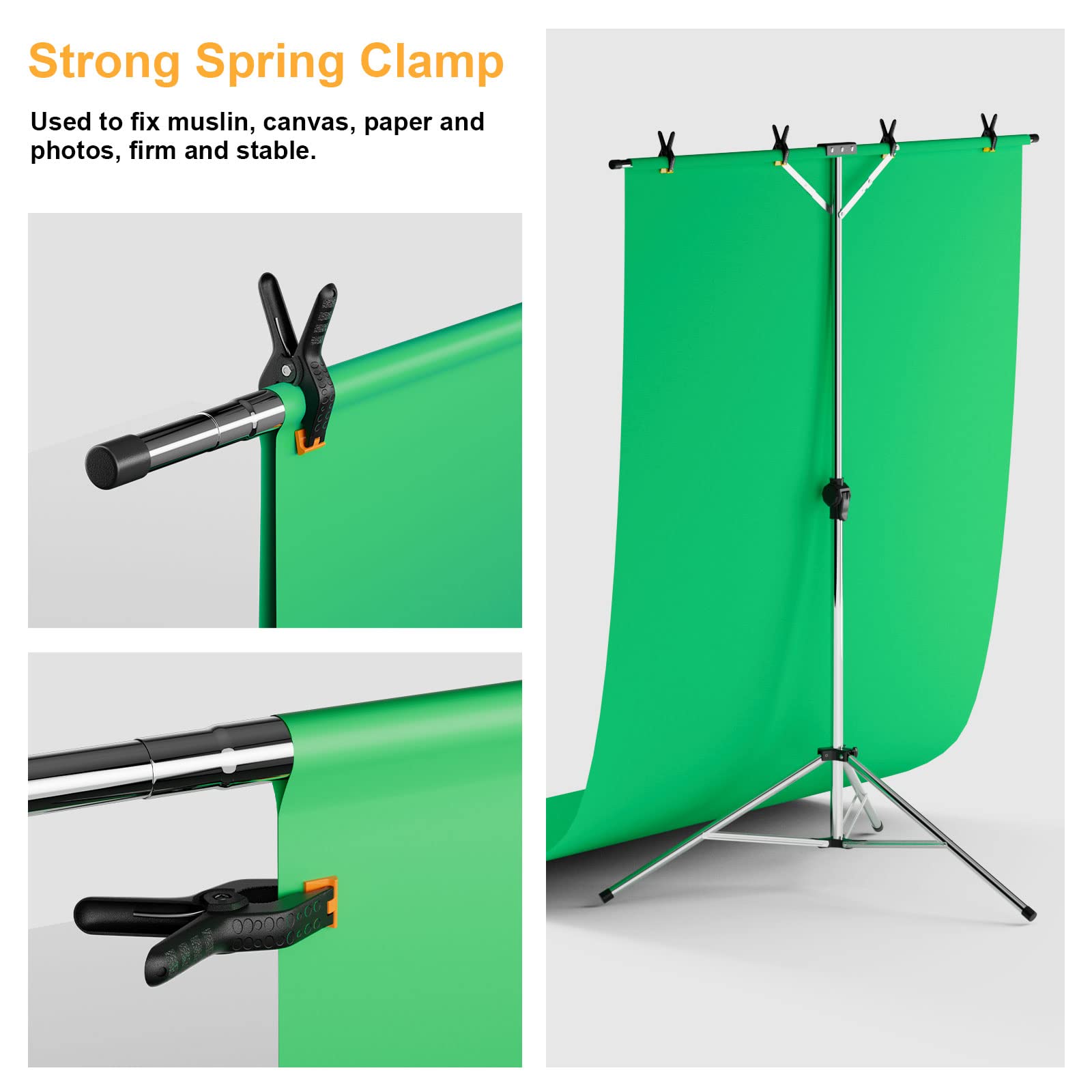 Emart T-Shape Backdrop Stand, 3x6.5ft Adjustable Green Screen Photo Background Holder, Portable Small Back Drop Support Kit for Photography, Photoshoot, Parties, Zoom