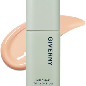 GIVERNY Milchak Cover Foundation #21 Light Beige – Moist Liquid Foundation for All Skin Types – Flawless Makeup - Lightweight Formula for Satin Glass Texture without Sticky or Cakey, 1.01 fl.oz.