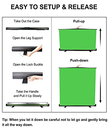 FUDESY Extra Large Green Screen, 74W X 77H inches Collapsible Chromakey Panel,Portable Retractable for Tiktok Video, Live Game,Aluminum Base,Wrinkle Resistant Fabric,Pull-up Style,Auto-Locking Frame