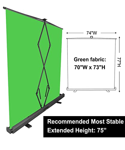 FUDESY Extra Large Green Screen, 74W X 77H inches Collapsible Chromakey Panel,Portable Retractable for Tiktok Video, Live Game,Aluminum Base,Wrinkle Resistant Fabric,Pull-up Style,Auto-Locking Frame