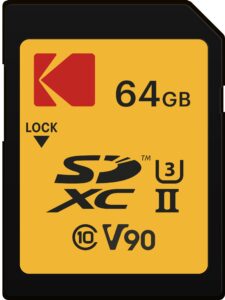 kodak 64gb uhs-ii u3 v90 ultra pro sdxc memory card - up to 300mb/s read speed and 270mb/s write speed