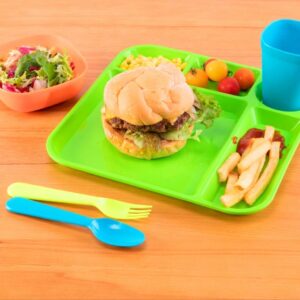 Your Zone Plastic Dinnerware Set of 4-24 Piece Kids Dinnerware Set Includes, Kids Cups, Kids Plates, Kids Bowls, Flatware Set, Kids Dishes Set are Reusable, Microwave - Dishwasher Safe, BPA Free Boy