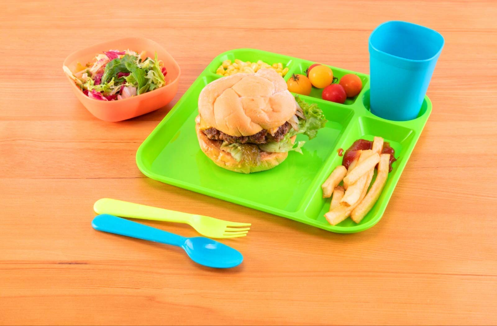 Your Zone Plastic Dinnerware Set of 4-24 Piece Kids Dinnerware Set Includes, Kids Cups, Kids Plates, Kids Bowls, Flatware Set, Kids Dishes Set are Reusable, Microwave - Dishwasher Safe, BPA Free Boy