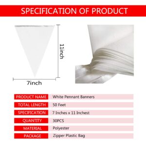 TSMD Solid White Pennant Banners Flags String DIY Blank Bunting Flags,Party Decorations for Grand Opening,Kids Birthday,Party Events Celebration