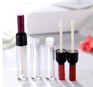 healthcom 10 pcs 5ml empty clear wine shaped lip gloss tube plastic mini refillable lipgloss bottles container lip glaze tube vials diy makeup liquid lipstick bottle container red lid cosmetic tube
