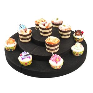 Polar Whale 2 Dessert Cupcake Display Stands 3 Tier Half Circle Kitchen Dining Room Restaurant Countertop Entertainment Tabletop Durable Black Foam Washable Waterproof 18 x 9 x 4 Inches