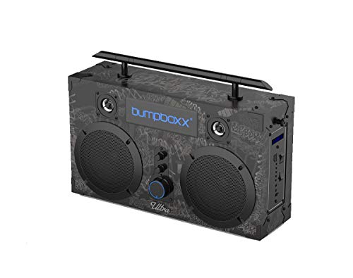 Bumpboxx Bluetooth Boombox Ultra Black Graffiti BBG | Retro Boombox with Bluetooth Speaker | Rechargeable Bluetooth Speaker