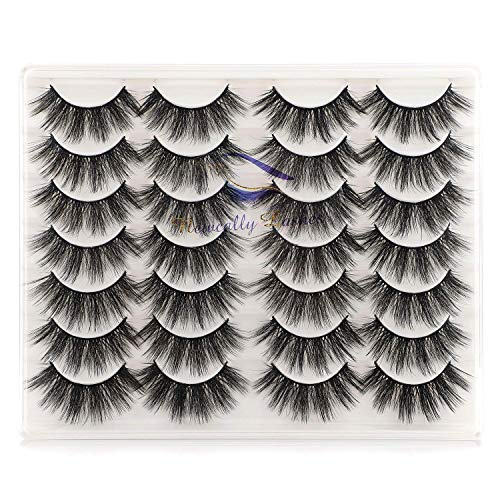 Newcally Lashes False Eyelashes Dramatic 20MM Faux Mink Lashes Pack 14 Pairs Wispy Long Thick Fluffy Strip Eye Lashes Multipack