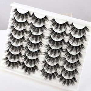 Newcally Lashes False Eyelashes Dramatic 20MM Faux Mink Lashes Pack 14 Pairs Wispy Long Thick Fluffy Strip Eye Lashes Multipack