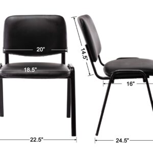 H&Y HEAH-YO Reception Chair Stacking Mesh Armless Office Conference Black Desk Chairs for Guest, Waiting Room, Lobby, Banquet, Events (Cushion-Leather Back)