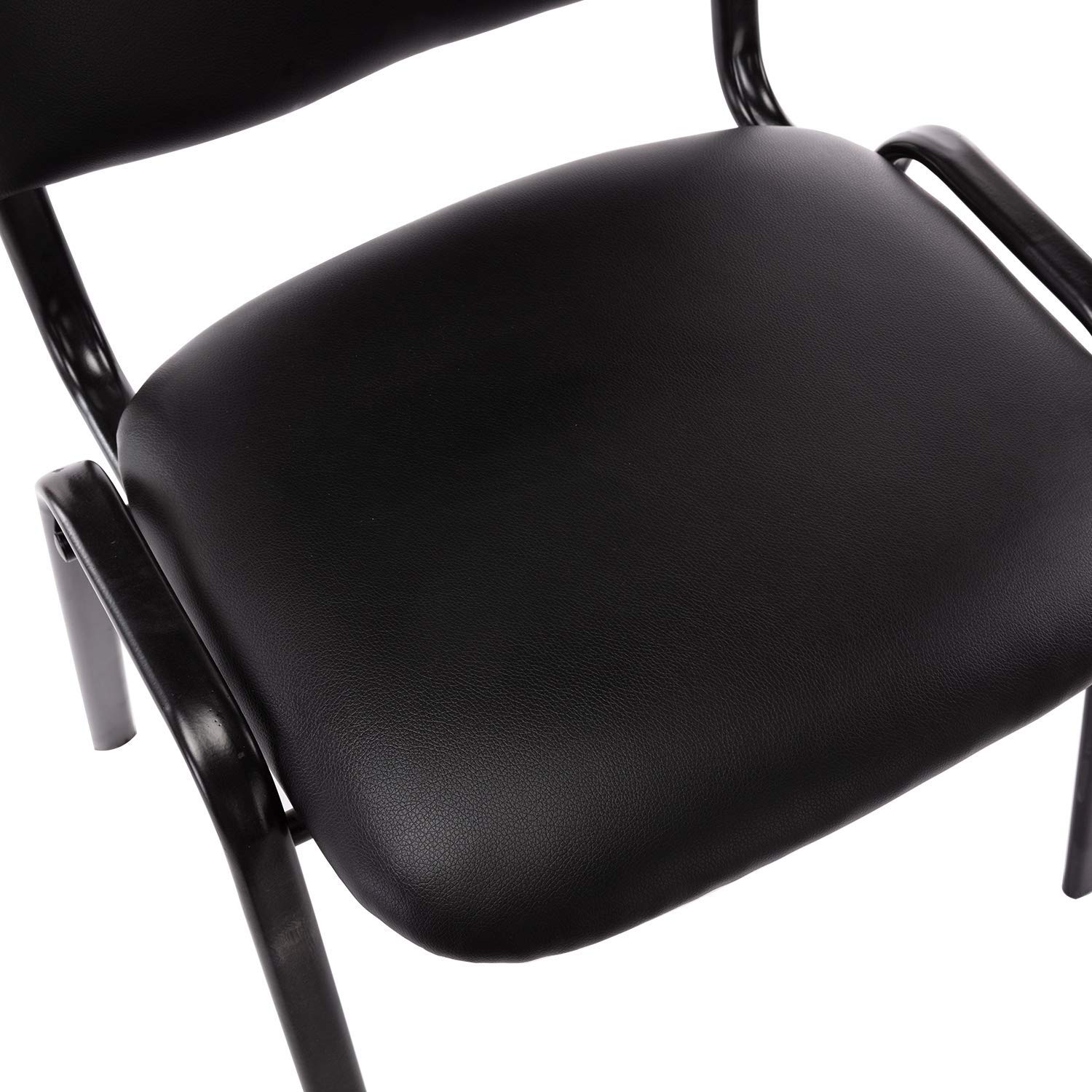 H&Y HEAH-YO Reception Chair Stacking Mesh Armless Office Conference Black Desk Chairs for Guest, Waiting Room, Lobby, Banquet, Events (Cushion-Leather Back)