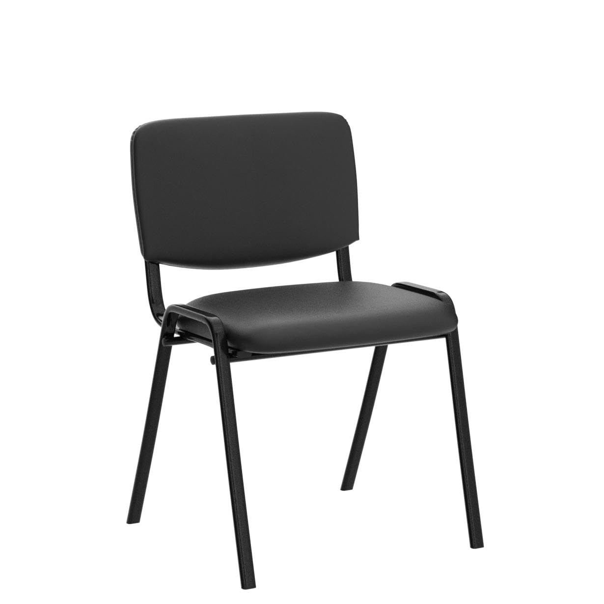 H&Y HEAH-YO Reception Chair Stacking Mesh Armless Office Conference Black Desk Chairs for Guest, Waiting Room, Lobby, Banquet, Events (Cushion-Leather Back)