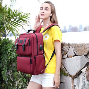 YALUNDISI Laptop Backpack for Women Men Vintage Backpack Bookbags Anti Theft Bookbag Red