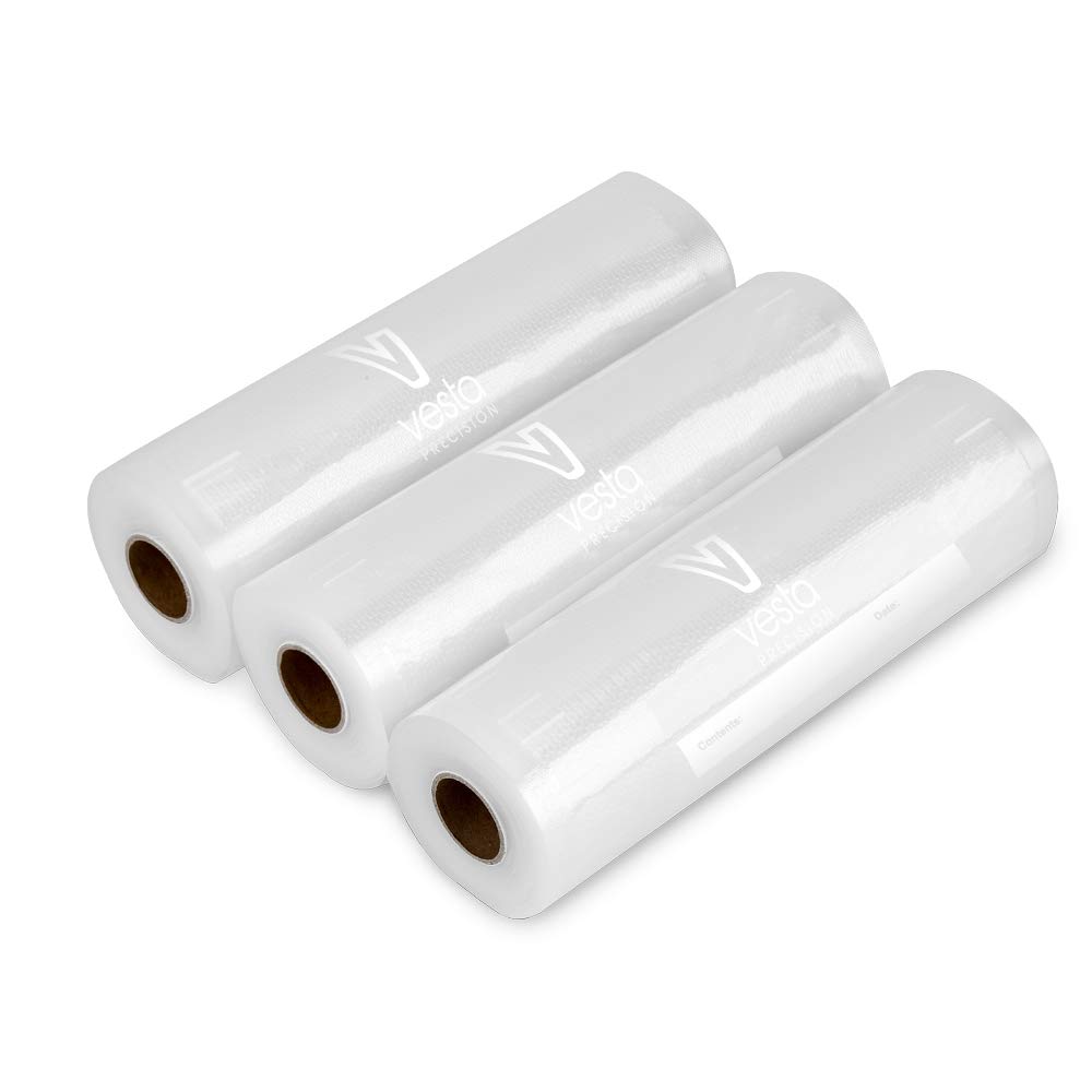 Vesta Precision Vacuum Seal Rolls | Clear and Embossed | 11” x 50’ | 2 Pack | Great for Food Storage and Sous Vide