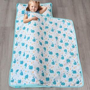 Toddler Nap Mat with Pillow and Blanket, Bluey Lightweight Kids Nap Mats for Preschool Daycare, Travel Sleeping Bag for Boys Girls, 50" x 21" Fit Standard Cot, Super Soft and Cozy