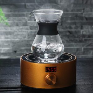 XIYUAN Pour Over Coffee Maker,With Paperless Reusable Stainless Steel Filter 600ML/20.2oz Carafe Borosilicate Glass Coffee Pot Hand Coffee Dripper Brewer Pot Set