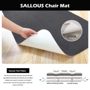 SALLOUS Chair Mat for Hard Floors, 63"x51" Large Office Chair Mat for Hard Surface, Chair Mat for Hardwood Floor, Multi-Purpose Low-Pile Desk Rug for Home, Rolled Packaging, Dark Grey