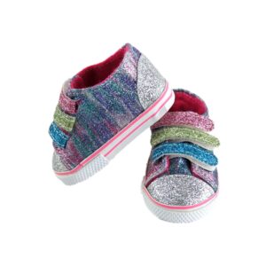 American Fashion World Rainbow Glitter Sneakers for 18-Inch Dolls | Premium Quality & Trendy Design | Dolls Shoes | Shoe Fashion for Dolls for Popular Brands