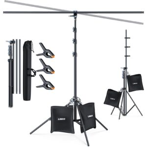 linco lincostore t-shape portable background backdrop support stand kit 6.7ft wide 9.5ft tall adjustable photo backdrop stand with 3 clamps