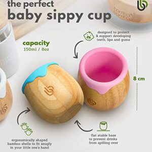 Bamboo Baby and Toddler Sippy Cup - 5 Oz Eco-Friendly Dinky Cup with Cute Silicone Drip Rim for Teeth and Gum Protection - Ideal Toddler Transition Cup (Green)