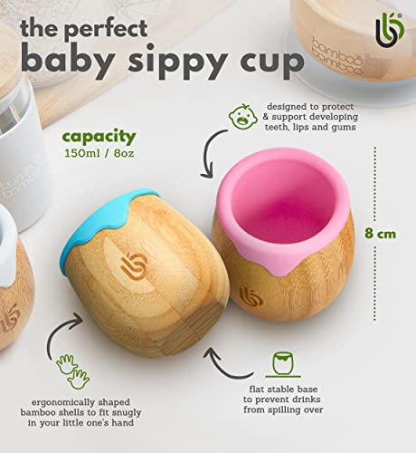 Bamboo Baby and Toddler Sippy Cup - 5 Oz Eco-Friendly Dinky Cup with Cute Silicone Drip Rim for Teeth and Gum Protection - Ideal Toddler Transition Cup (Green)