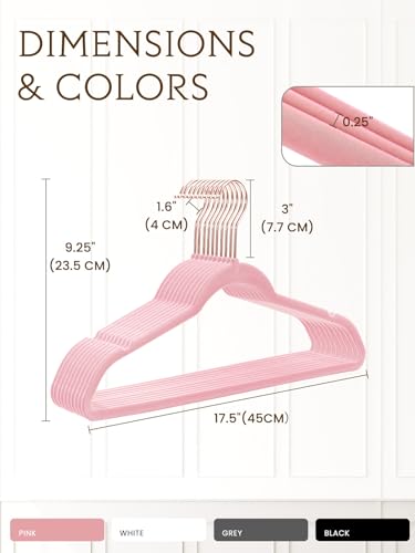 Smartor Pink Velvet Hangers - 50 Pack, Felt Hangers Non Slip Rose Gold Velvet Hangers, Heavy Duty Felt Hanger Flocked Hangers as Coat Hangers, Suit Hangers - Heavy Duty Clothes Hangers Velvet - Pink