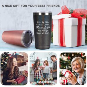 COTIMO Best Friends Birthday Gifts for Women, Side By Side or Miles Apart, Friends Are Always Close at Heart, Long Distance Friendship Gifts for Her, Soul Sister(Glitter Black)