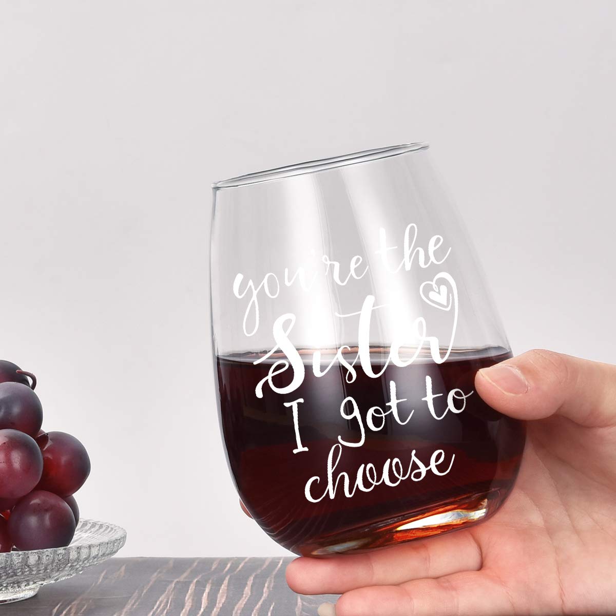 You’re the Sister I Got to Choose Stemless Wine Glass, Sister Gifts for Women Sister Best Friend Soul Sister Like Sisters, Unique Wine Glass Gifts for Women Birthday Christmas, 15 Oz