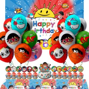 nelton rw birthday party supplies includes includes backdrop - cake topper - 24 cupcake toppers - 18 balloons - table cloth