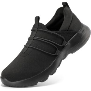 stq walking shoes women non slip lightweight slip on sneakers for work all black size 7.5