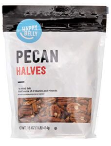 amazon brand - happy belly pecan halves, no added salt, 16 ounce (pack of 1)