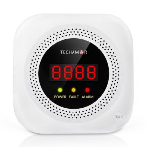 Techamor Natural Gas Detector and Propane Alarm, Gas Leak Detector, Natural Gas Sniffer, Propane Detector, Tester and Monitor for LNG, LPG, Methane with Voice Warning and Digital Display