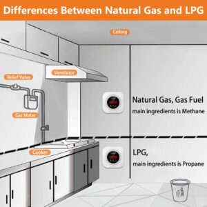 Techamor Natural Gas Detector and Propane Alarm, Gas Leak Detector, Natural Gas Sniffer, Propane Detector, Tester and Monitor for LNG, LPG, Methane with Voice Warning and Digital Display