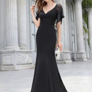 Ever-Pretty Evening Dress for Women Formal Long Bridesmaid Dress for Wedding Guest Black US16
