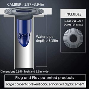 Shower Floor Drain Backflow Preventer One Way Drain Valve Sewer Core Magnetic Drainage Insert Drain Plug Oversized(2-3.9in hole) (Suitable for Tube Depth 2.56-4.13in) (Caliber 2-3.9in,Depth 3.15in)